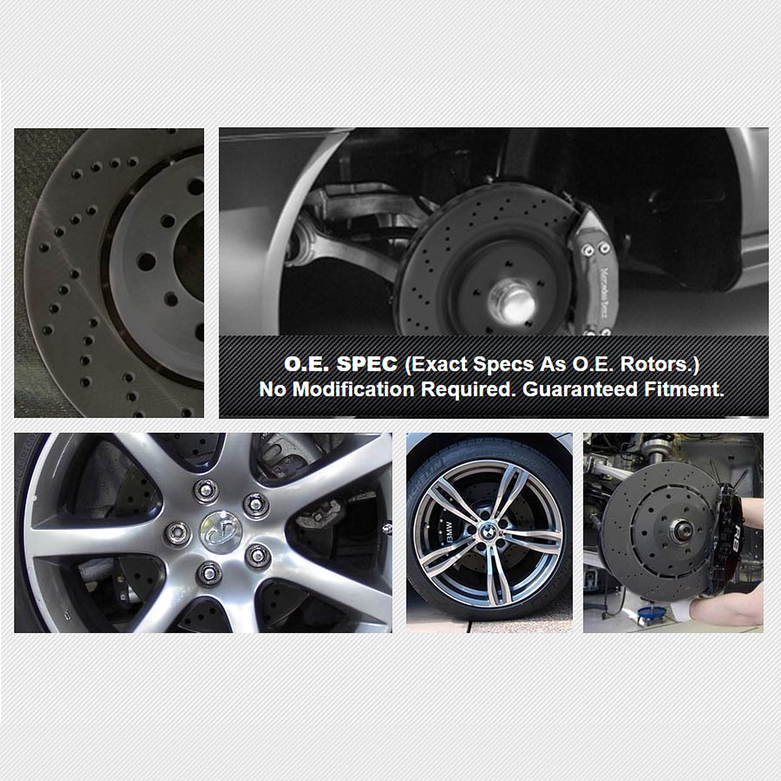 Front Black Drilled Brake Rotors Disc and Ceramic Brake Pad 19901993