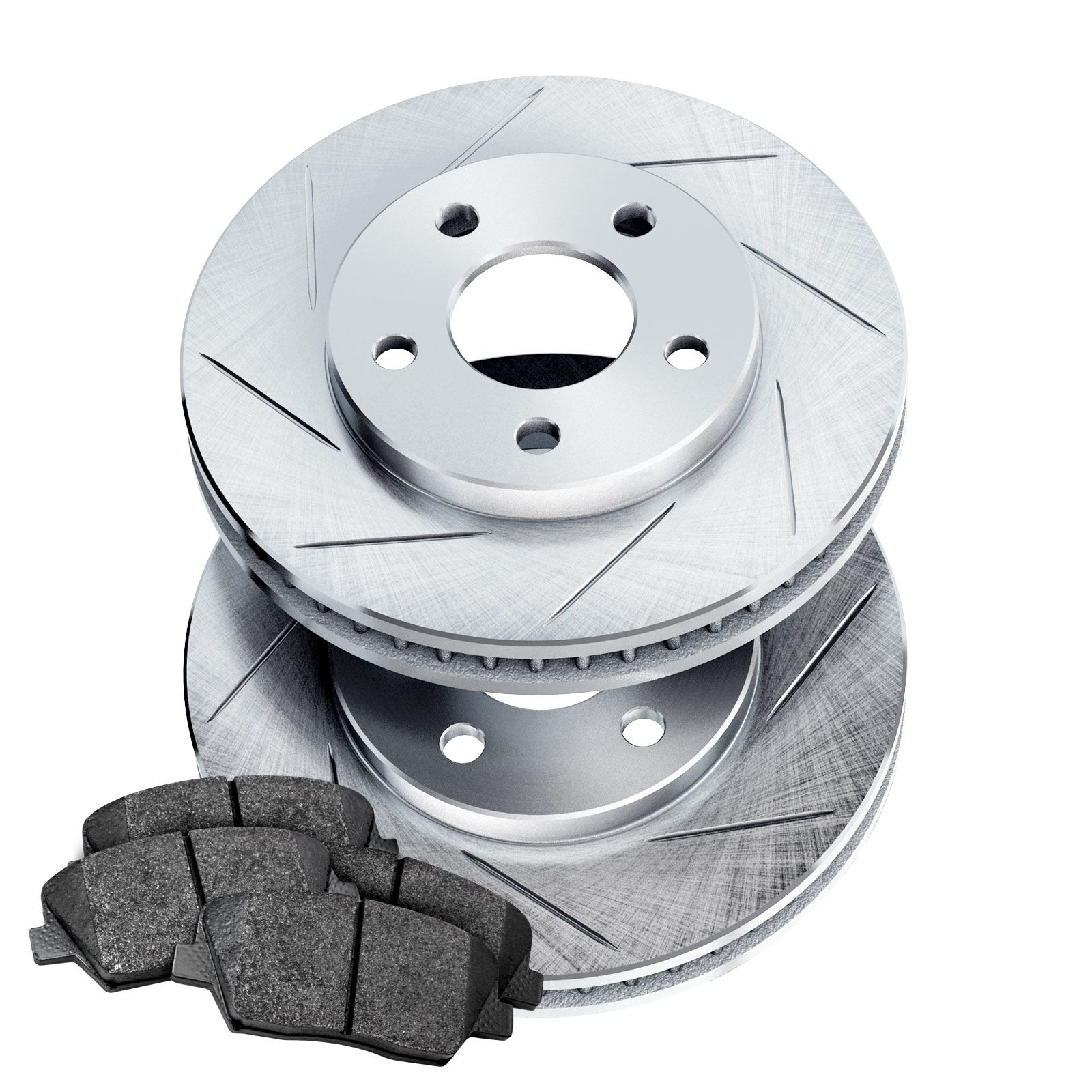 Front PowerSport Slotted Brake Rotors and Ceramic Pads 20132015 Toyota