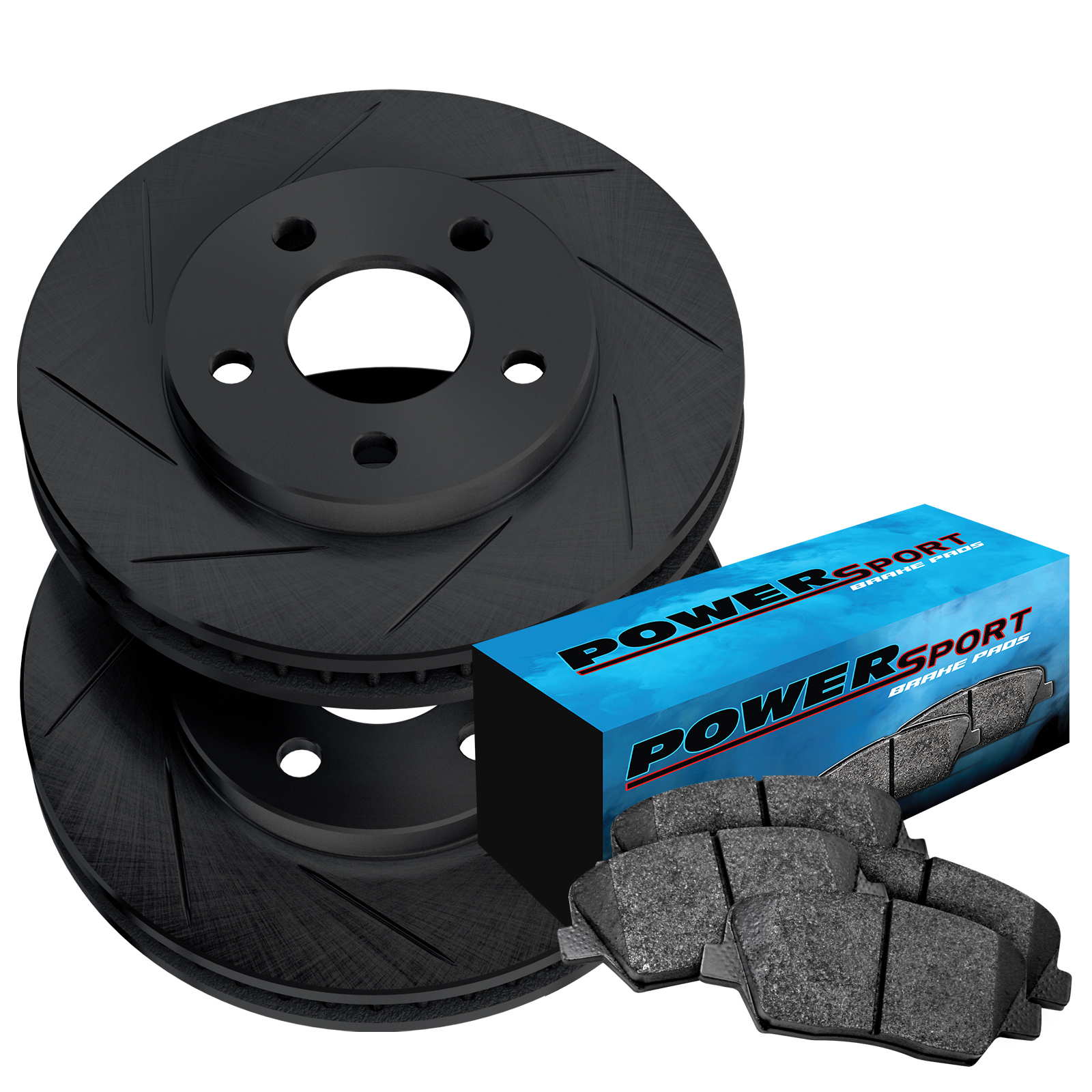 Rear Black Slotted Brake Rotors and Ceramic Pads 2008-2015 Toyota
